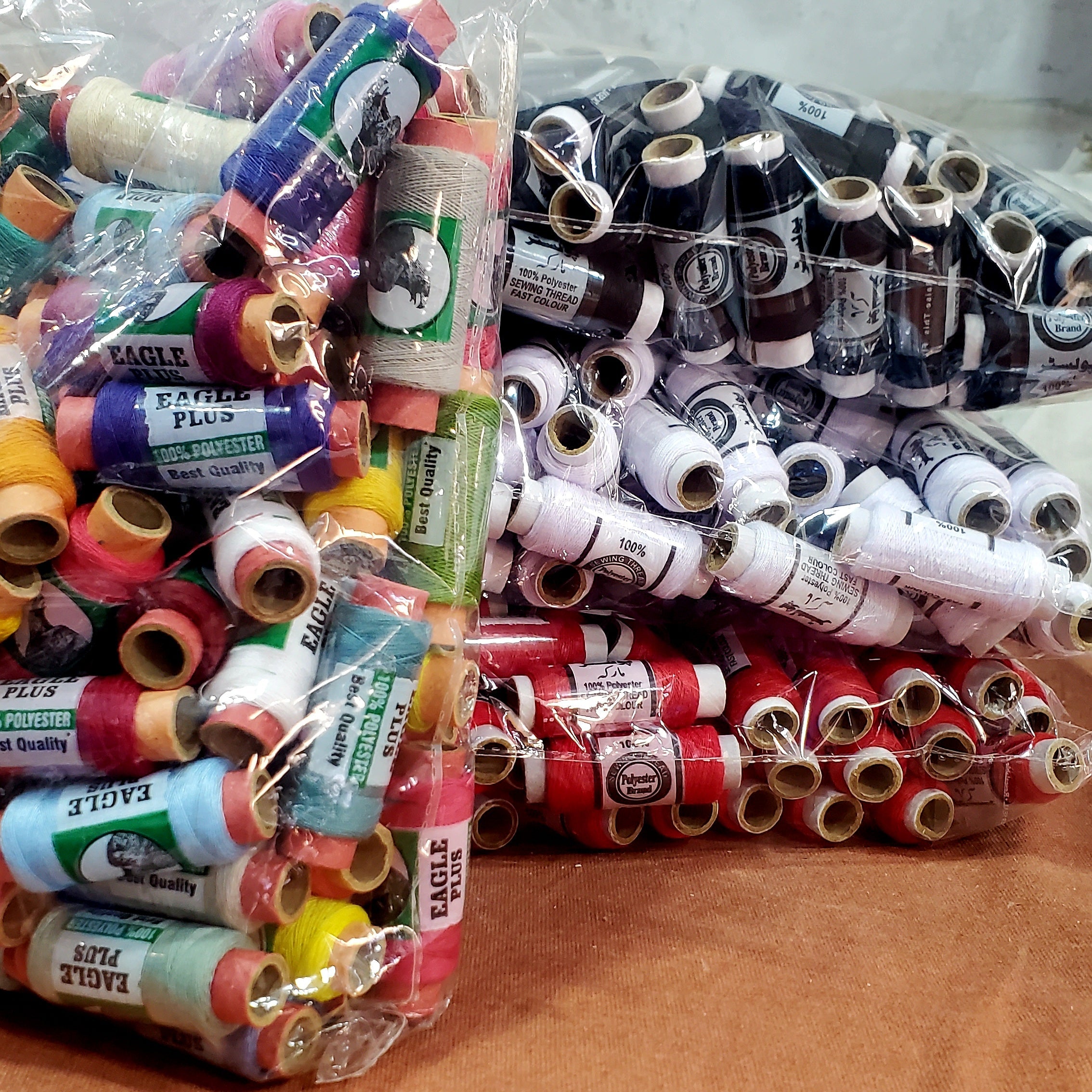 Multi & Simple Color Sewing Thread Pack – Strong Polyester Thread for Tailoring (High Quality Spools)